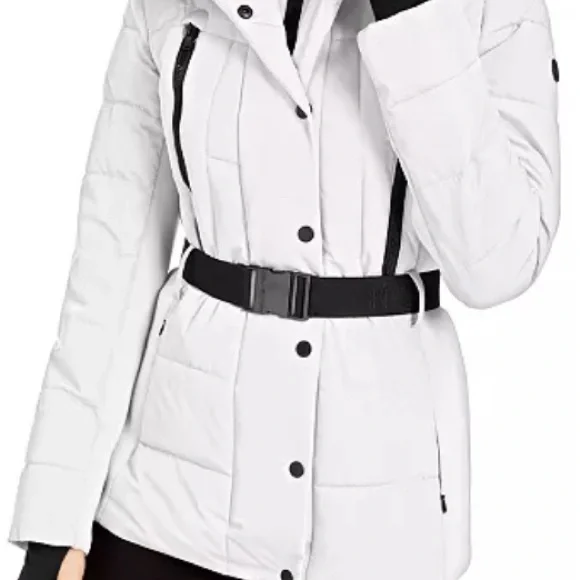 MICHAEL KORS Active Belted Faux-Fur-Trim Puffer Coat - Picture 3 of 9